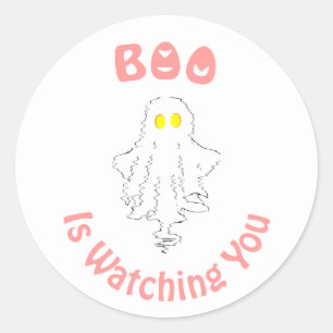 Halloween Sticker   Boo tittar på dig Runt Klistermärke