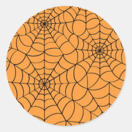 Halloween Sticker-Orange med Spindelnät Runt Klistermärke