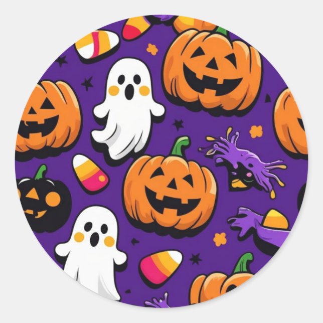 Halloween Sticker Runt Klistermärke (Framsida)