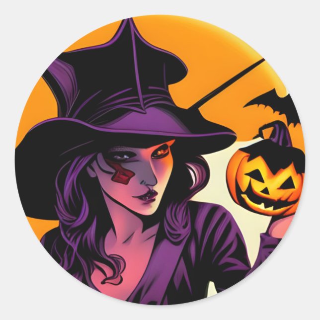 Halloween Sticker Runt Klistermärke (Framsida)