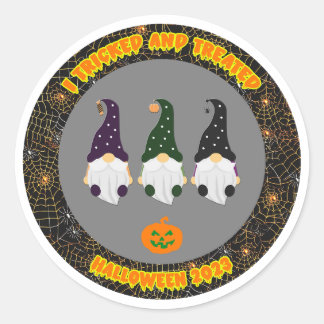 Halloween Sticker, tricksad och behandlad Runt Klistermärke