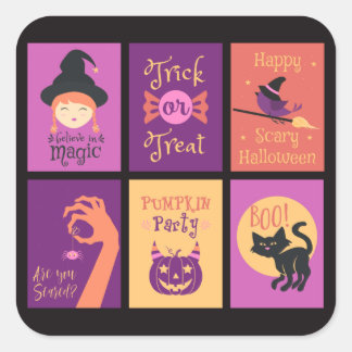 Halloween Stickers Fyrkantigt Klistermärke