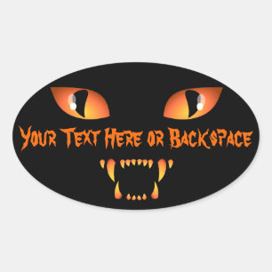 Halloween Stickers Personlig Spooky Cat Sticker Ovalt Klistermärke