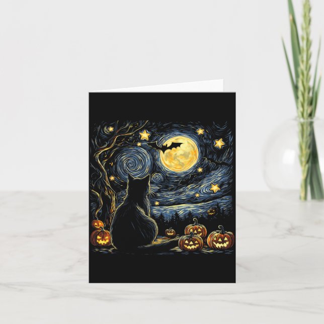 Halloween Stjärnig Konst Natt Himmel Konst Målning Kort (Framsida)