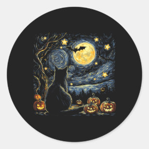 Halloween Stjärnig Konst Natt Himmel Konst Målning Runt Klistermärke