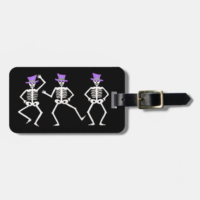 Halloween Stollig Dancing Skeletons Lila Top hat Bagagebricka (Horisontell Framsida)
