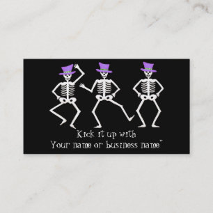 Halloween Stollig Dancing Skeletons Lila Top hat Visitkort
