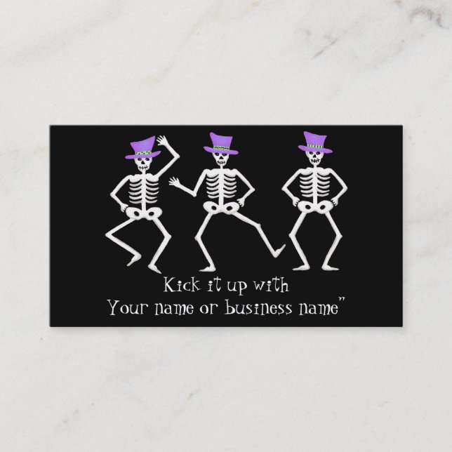 Halloween Stollig Dancing Skeletons Lila Top hat Visitkort (Framsida)