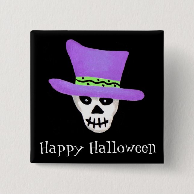 Halloween Stollig Skeleton Skull Happy halloween Knapp (Framsida)
