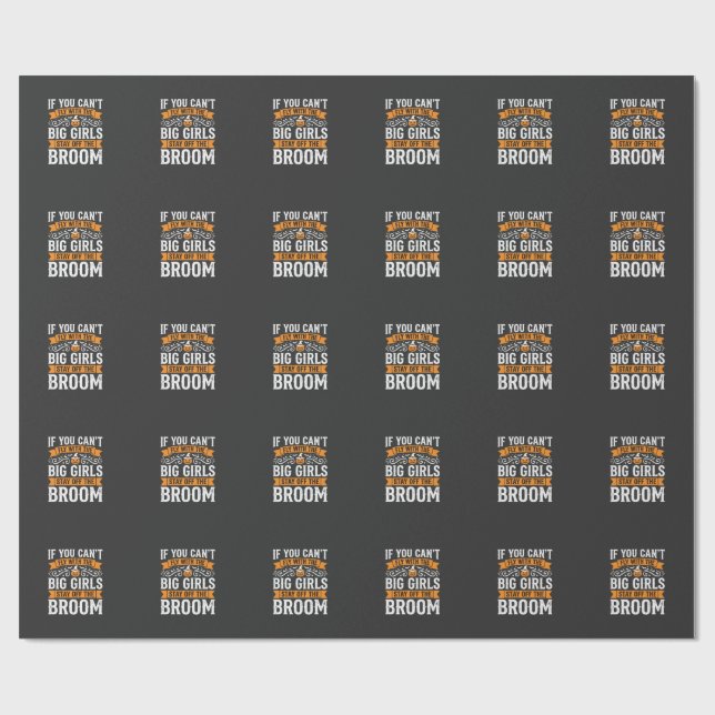 Halloween Stor flickors kvast häxa design_1 Presentpapper (Platt)
