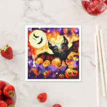 Halloween Storögd Fladdermus Måne Jack-o-Lykt Flad
