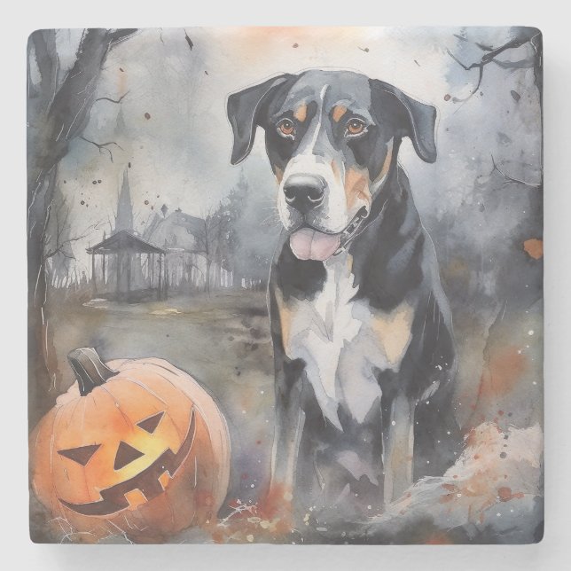 Halloween Större Schweiz Med Pumpor Skräck Stenunderlägg (Framsidan)