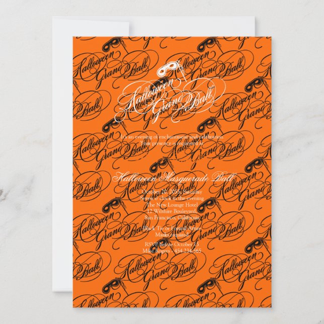 Halloween storslagen boll inbjudningar (Framsida)
