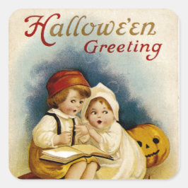 Halloween Storytell Fyrkantigt Klistermärke