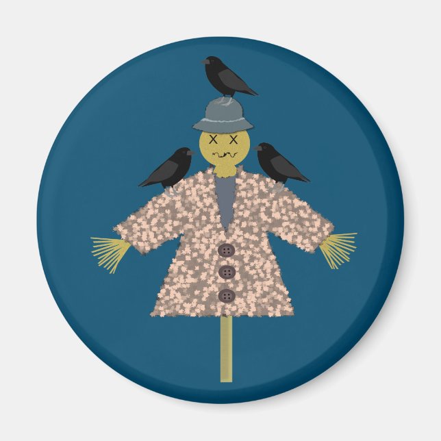 Halloween Straw Fågelskrämma och Ravens Magnet (Framsidan)