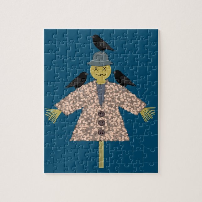 Halloween Straw Fågelskrämma och Ravens Pussel (Vertikal)