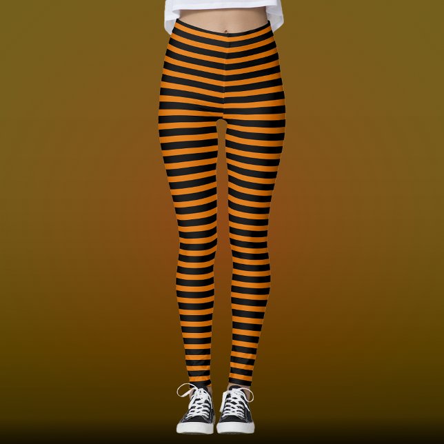 Halloween Stripe Black & Orange Leggings (Skapare uppladdad)
