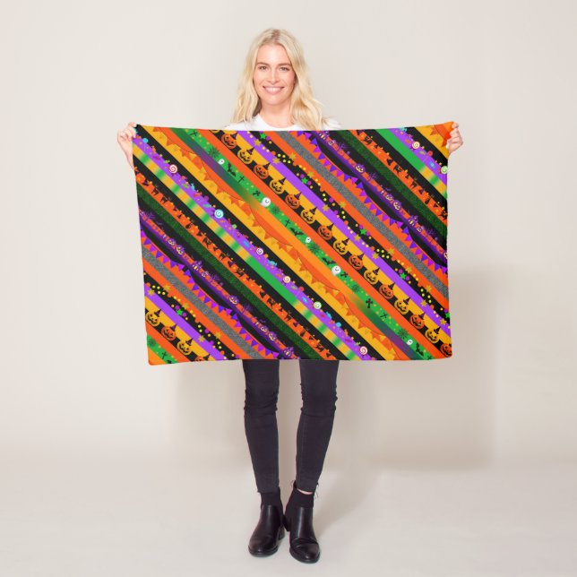 Halloween Striped Icons Fleecefilt (På plats)