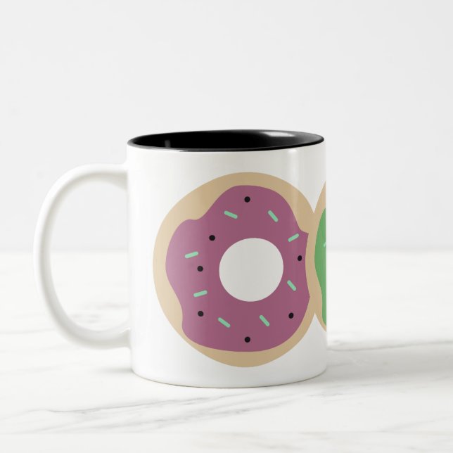 Halloween-strössel-frostade pumpdonuts Två-Tonad mugg (Vänster)