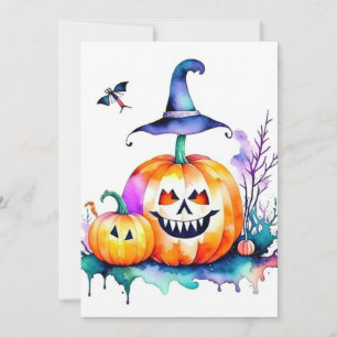Halloween-studie i akvareller och penna julkort