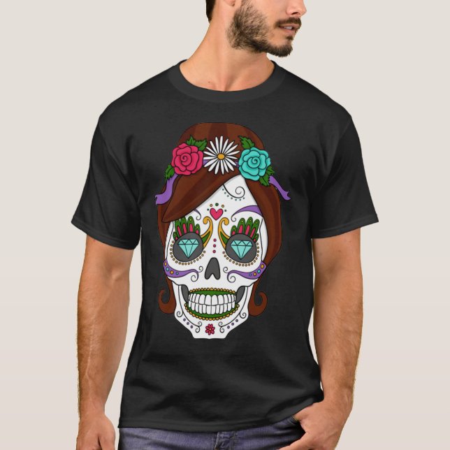 Halloween - Sugar Skull Face Paint Relaxed Fit  T Shirt (Framsida)
