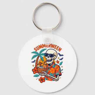 Halloween Summer Ween Skeleton Spooky Vacation Flo Nyckelring
