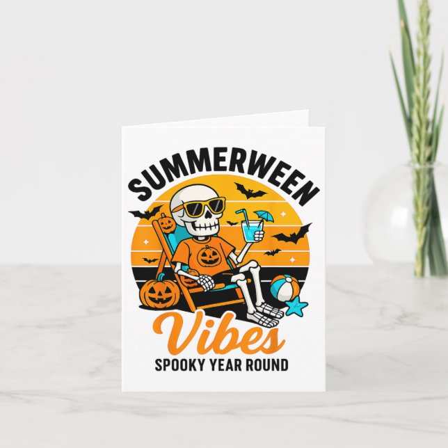 Halloween Summer Ween Vibes Spooky Skeleton Flyter Kort (Framsida)