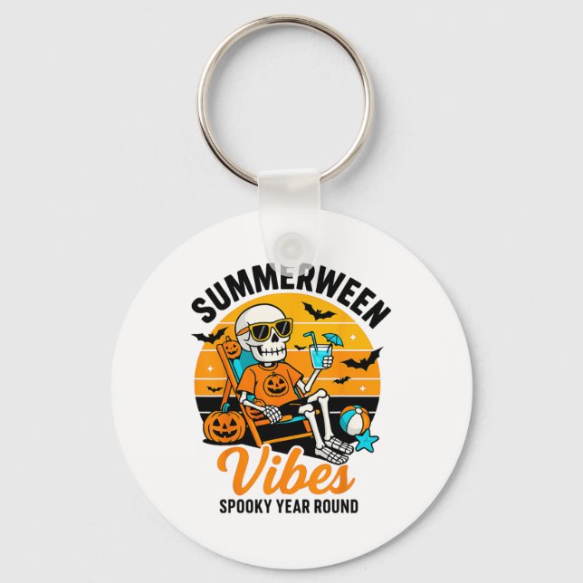 Halloween Summer Ween Vibes Spooky Skeleton Flyter Nyckelring (Framsida)