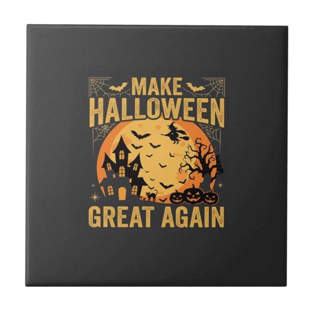 Halloween Super Igen Spökhus Pumpa Kakelplatta (Framsidan)