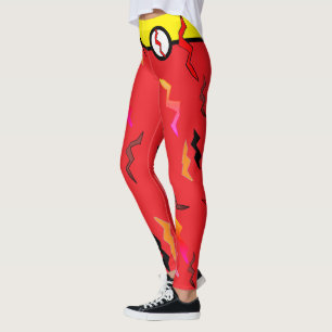 Halloween Superhjälte Gula Röda Blixtar Leggings