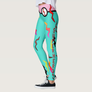 Halloween Superhjälte Turcos Rosa Lighämts Bolts Leggings