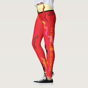 Halloween Superhjälten Red Cream Lighämts Bolts Leggings