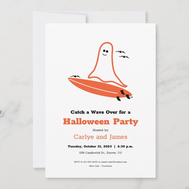Halloween Surfer Ghost Inbjudningar (Framsida)