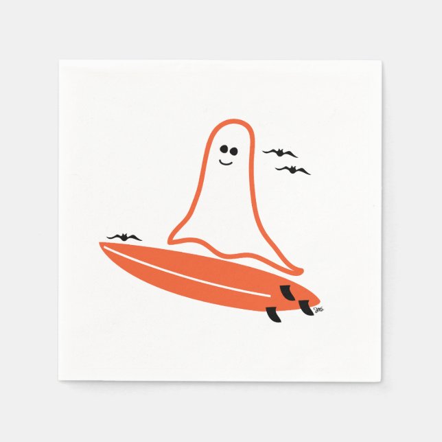 Halloween Surfer Ghost svart Pappersservett (Framsidan)