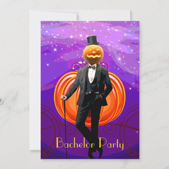 Halloween Svärmningsparty med Pumpa Brudgum Inbjudningar (Framsida)