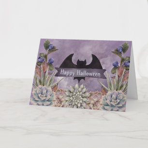 Halloween Svart Fladdermus Blommig Kort