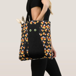 Halloween svart katt candy corn tygkasse