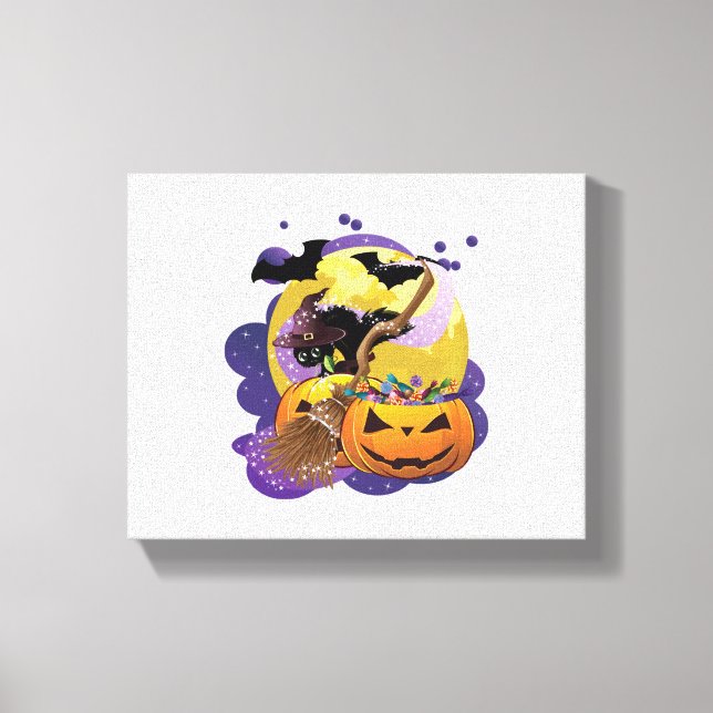 Halloween svart katt canvastryck (Framsida)