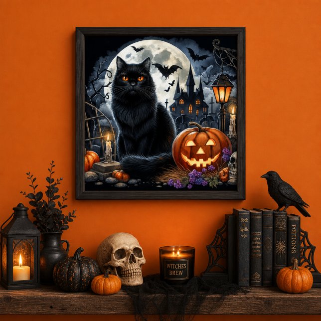 Halloween Svart Katt Dekorativ Hem  Poster (Skapare uppladdad)