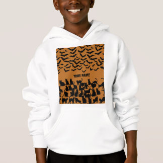 Halloween Svart Katt Fladdermus Kuslig Mönster för T Shirt