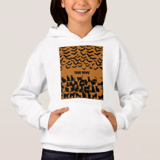 Halloween Svart Katt Fladdermus Skräckmönster för T Shirt