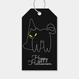Halloween Svart Katt Hatt Bus eller Buss Godis Presentetikett