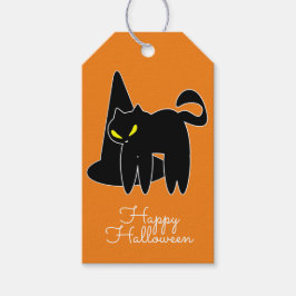 Halloween Svart Katt Hatt Bus eller Godis Godis Presentetikett