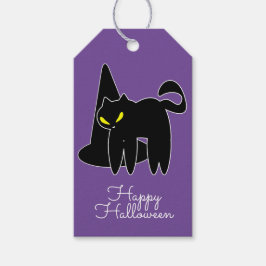 Halloween Svart Katt Hatt Bus eller Godis Presentetikett