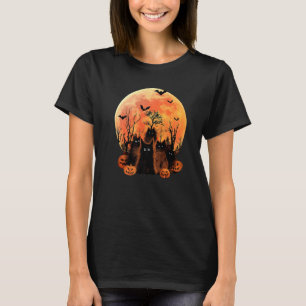 Halloween Svart Katt Häxa Katt Kuslig Halloween Mo T Shirt