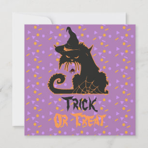 Halloween Svart Katt Häxa Kuslig Spindel Konfetti Kort