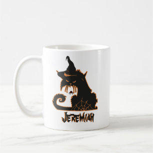Halloween Svart Katt Häxa Kusliga Spindlar Kaffemugg