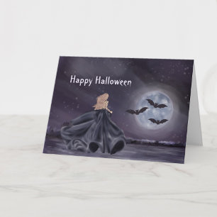 Halloween Svart Katt Häxa Pumpa Sukkulenter Fladde Kort