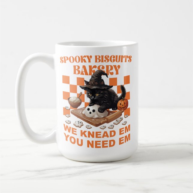 Halloween Svart Katt Häxa Spöke Kakor Bakning Kaffemugg (Vänster)