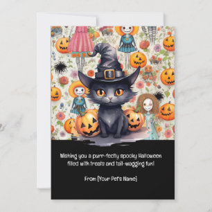 Halloween Svart Katt Husdjur Hälsning Julkort